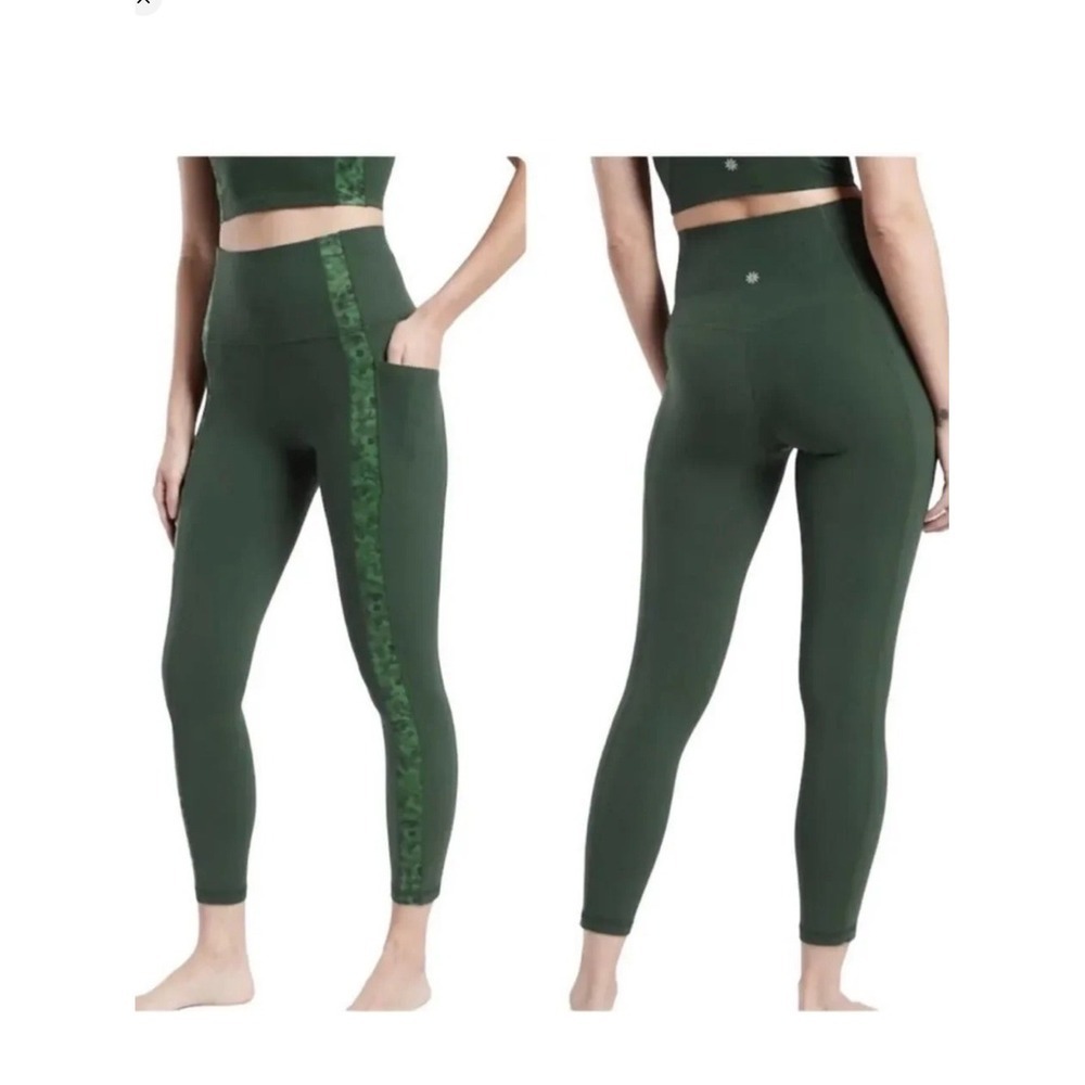 Athleta Salutation Stash Pocket II Serene 7/8 Leggings‎ Women's 1X Green